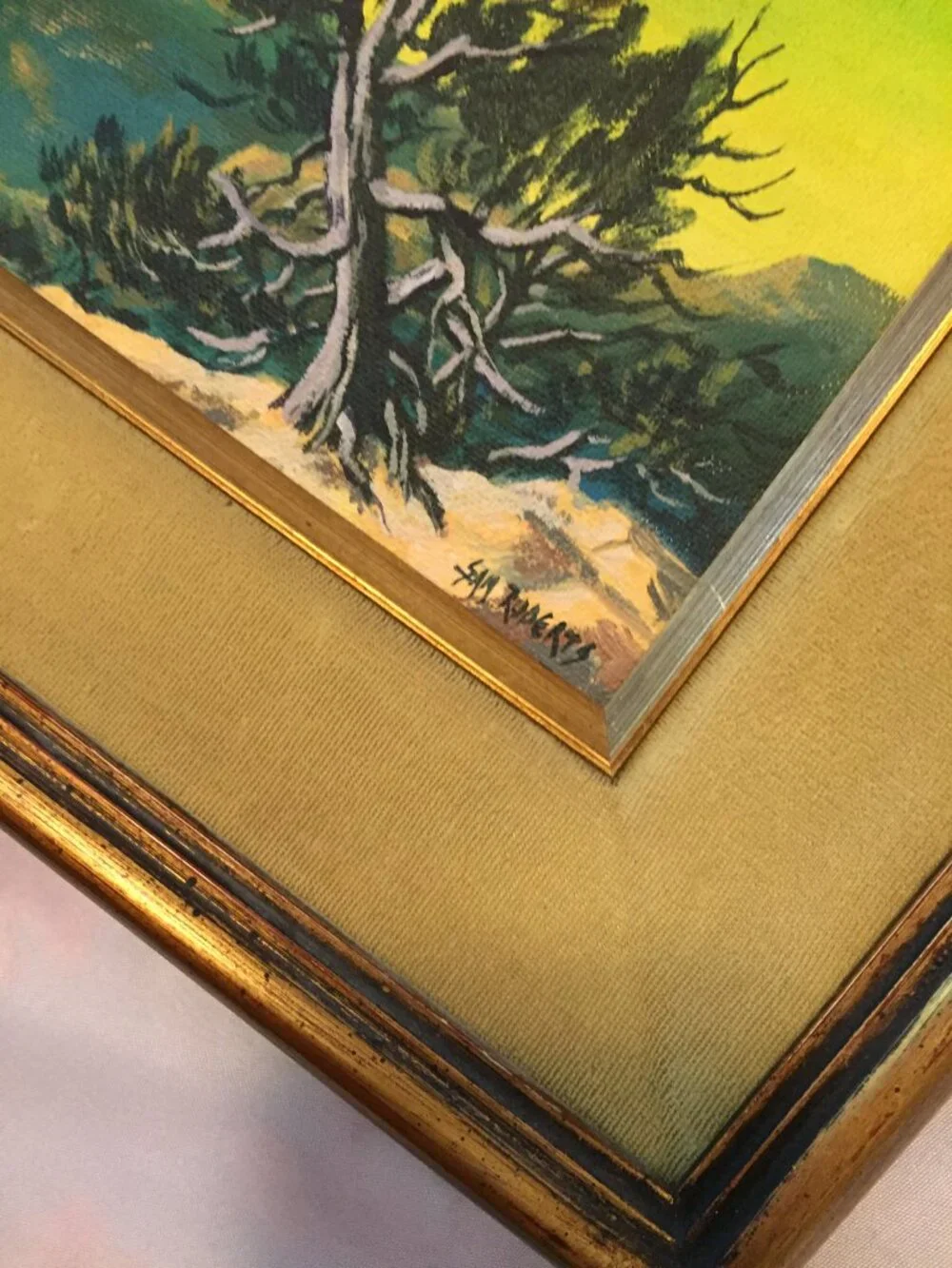 SAM A ROBERTS ORIGINAL OIL ON CANVAS TREE PAINTING 9" X 11" - Picture 3 of 6